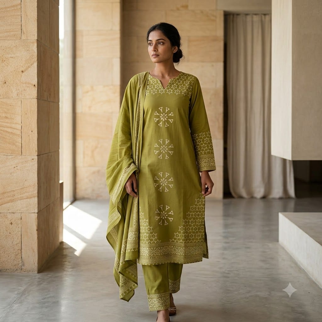 Parrot Green Cotton Salwar | 11345