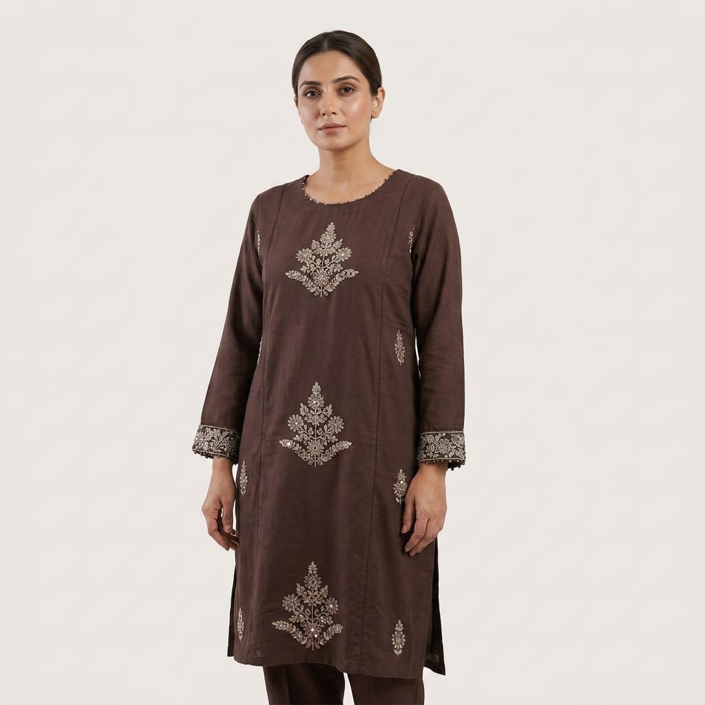 Brown Cotton Co-ord Set