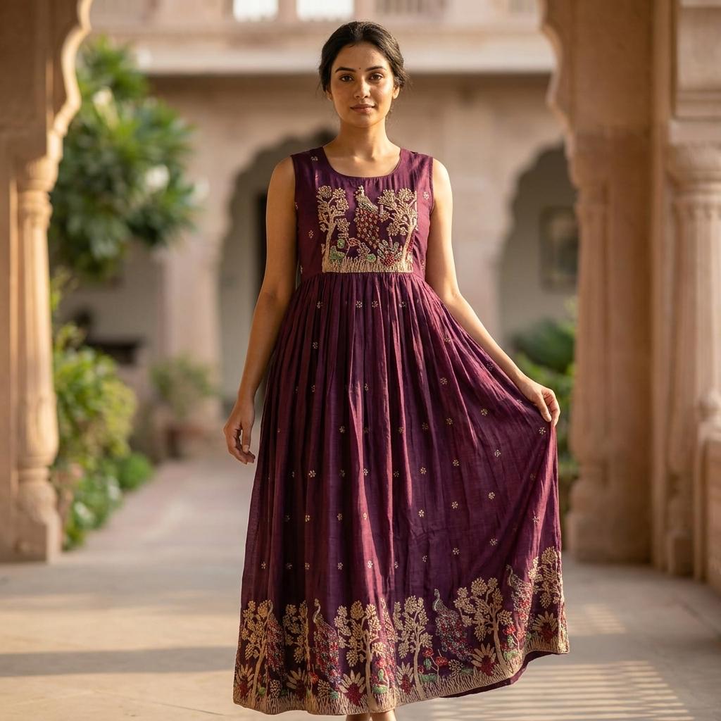 Plum Cotton Silk Kurti