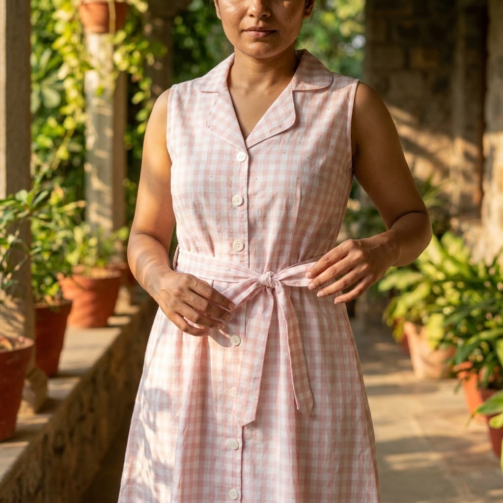 White Chekkered Cotton Top