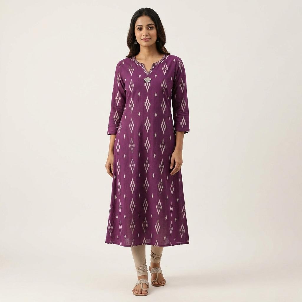 Purple Cotton Kurti