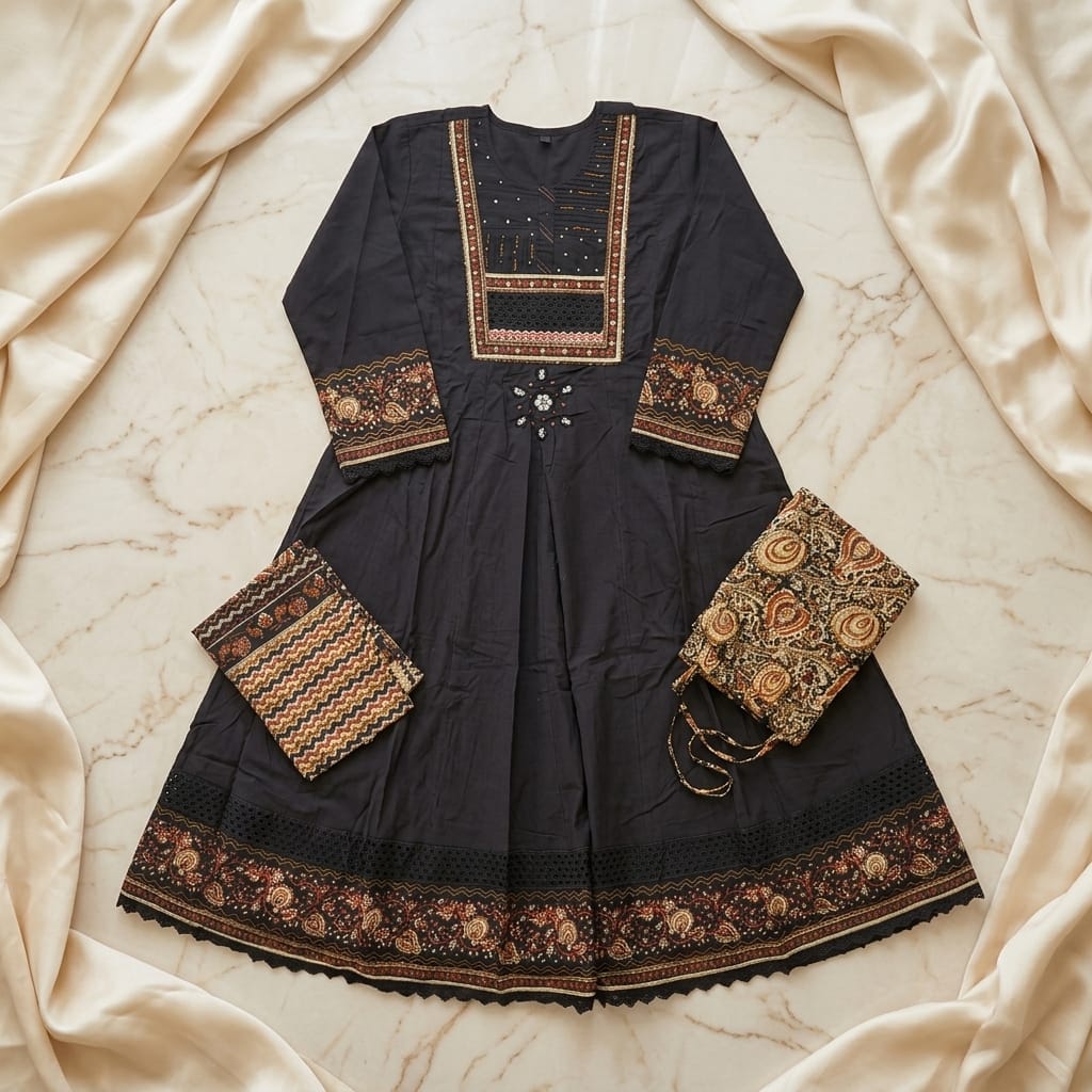 Black Cotton Anarkali Salwar | 11253