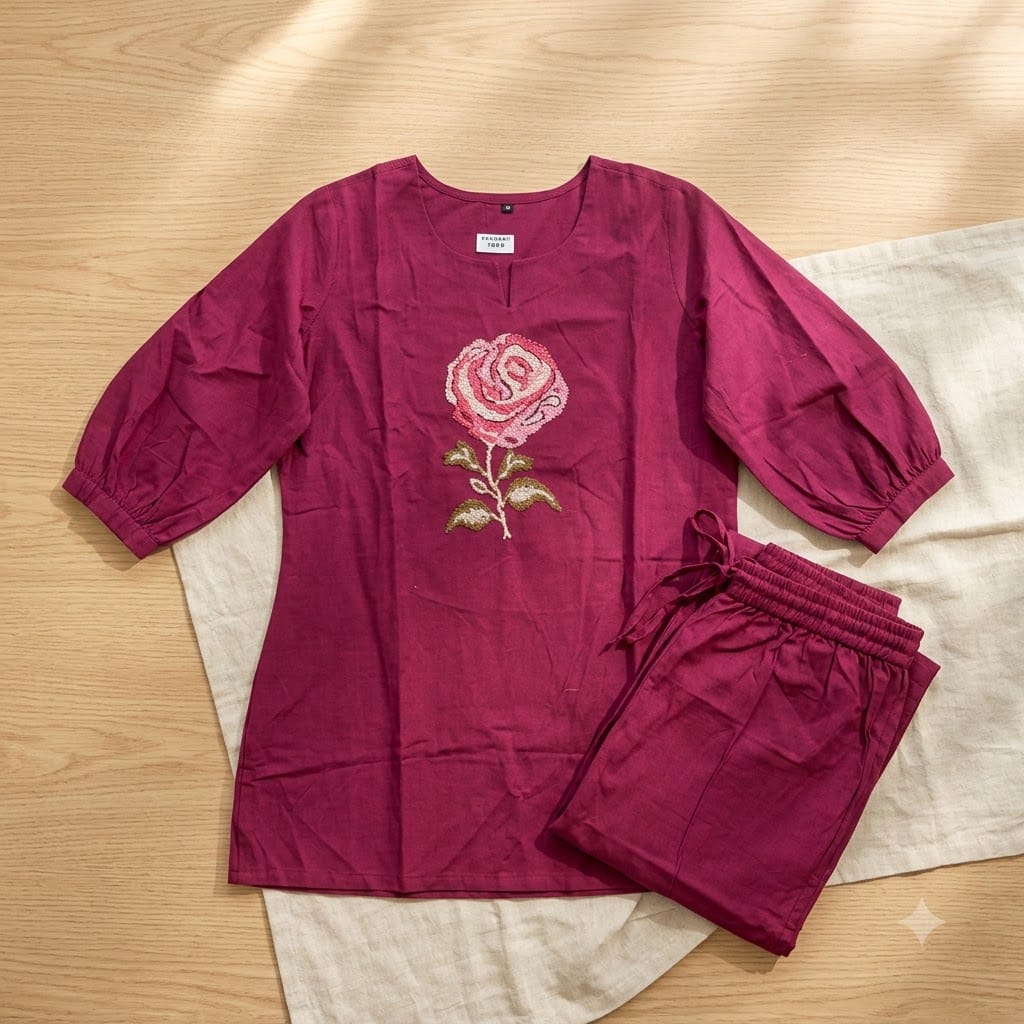 Pink Cotton Co-ord Set | 11358