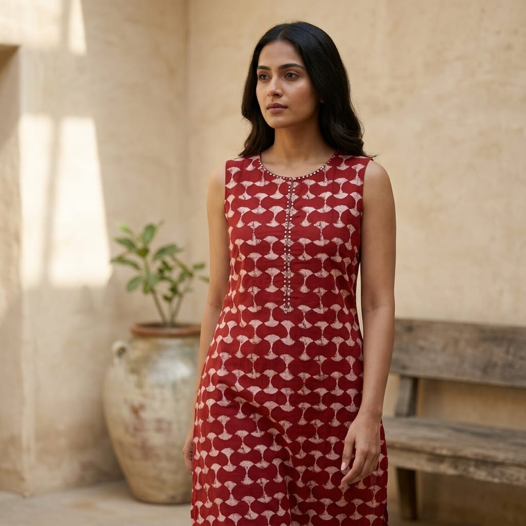 Orange Cotton Kurti