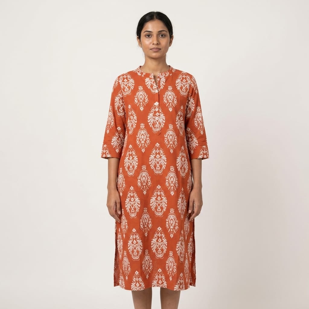 Orange Rayon Kurti