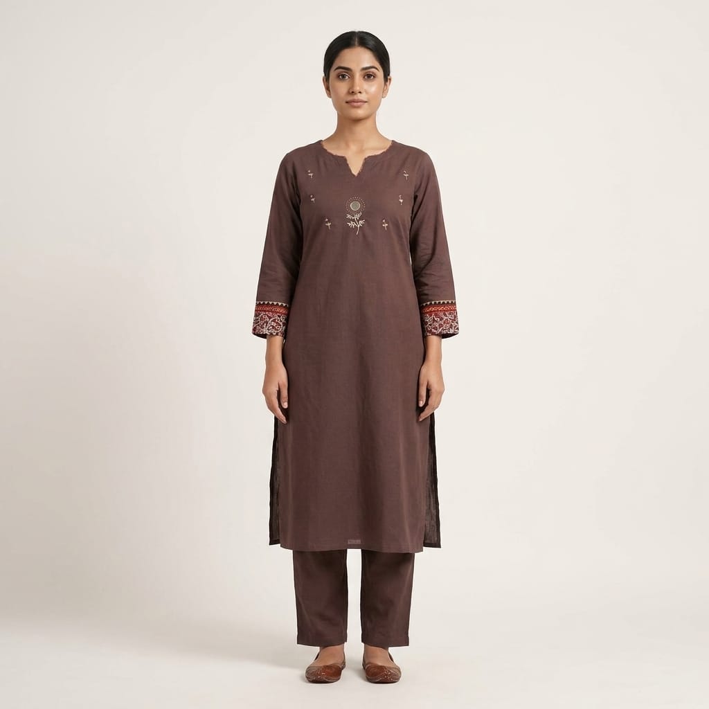Brown Cotton Co-ord Set