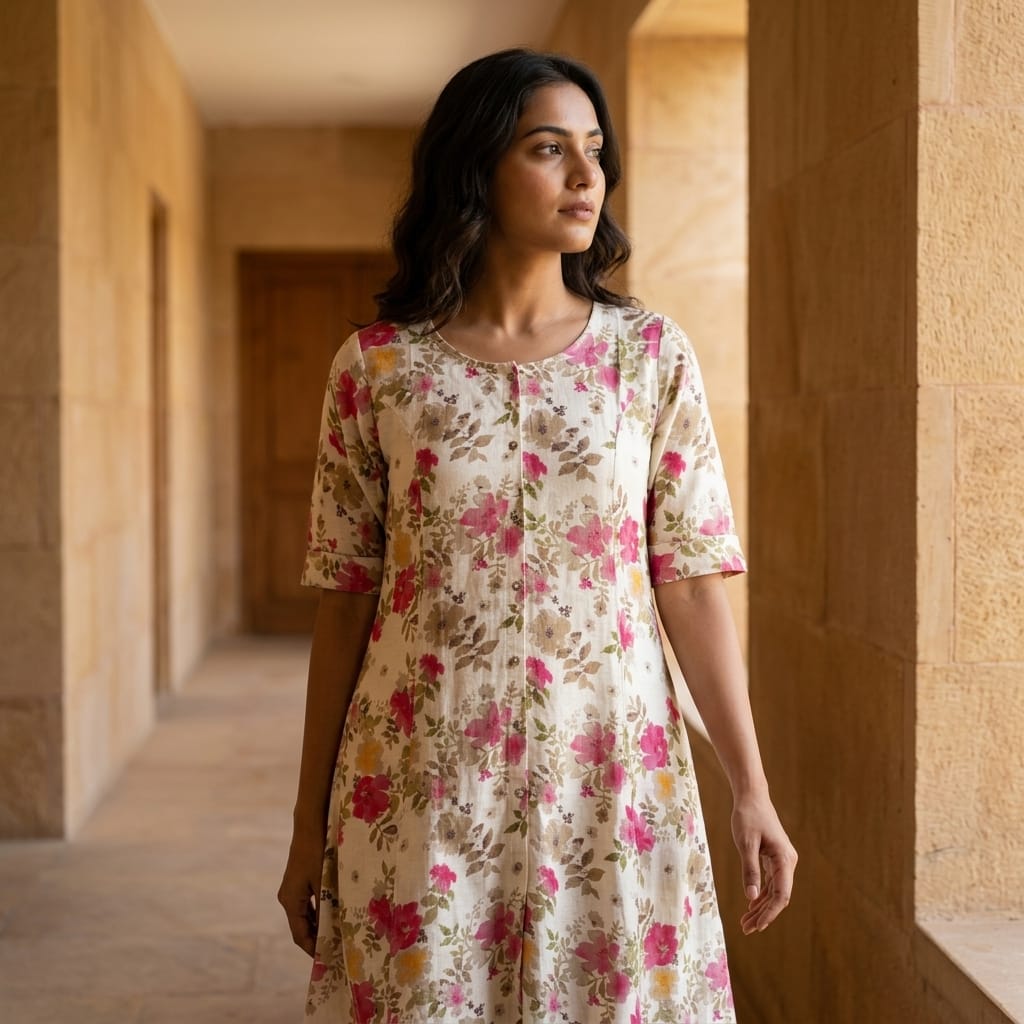 Beige Cotton Kurti