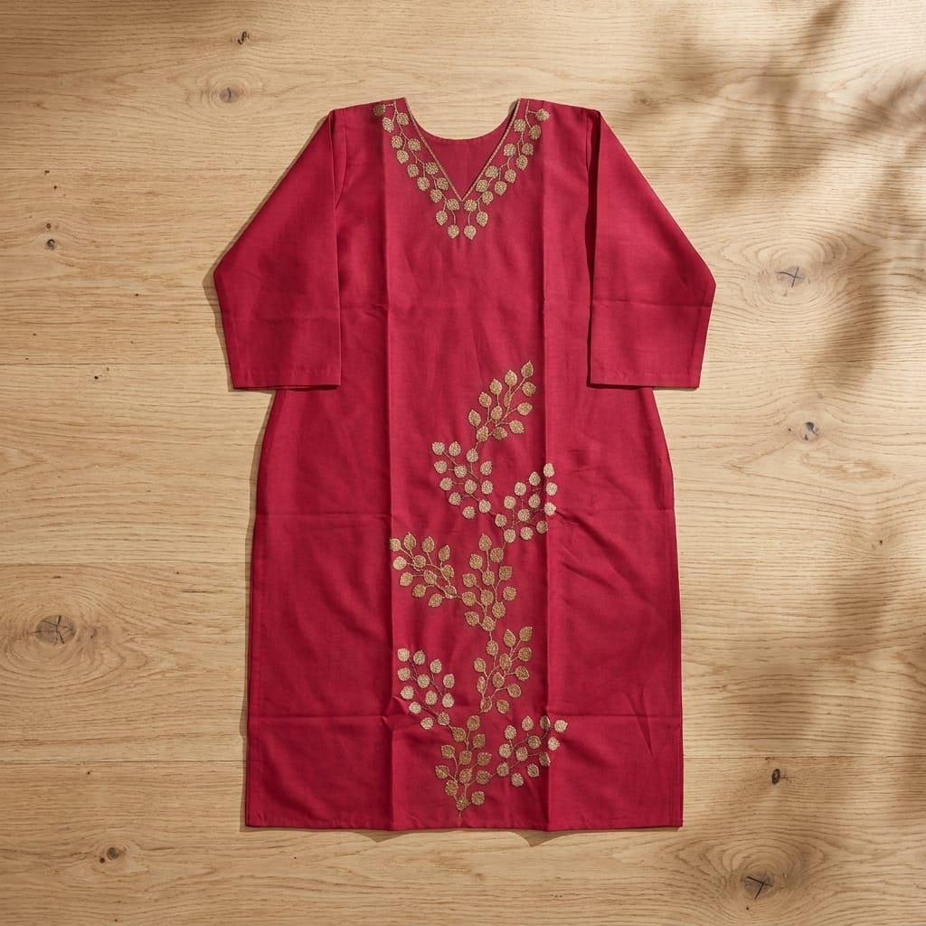 Pink Cotton Silk Kurti