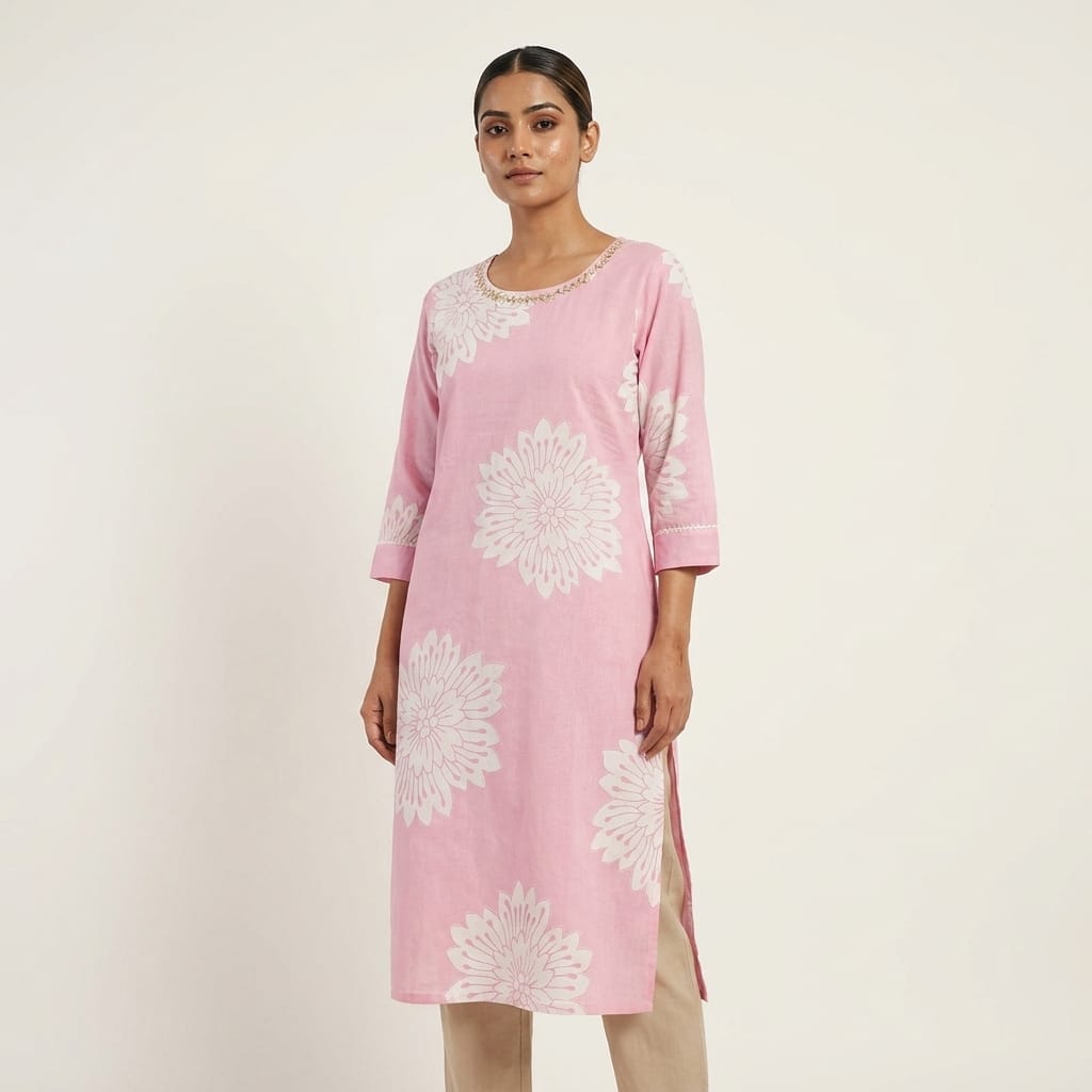 Pink Rayon Kurti