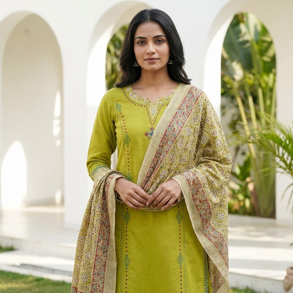Parrot Green Cotton Salwar