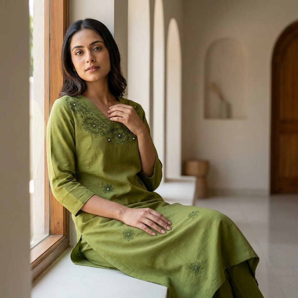 Green Cotton Co-ord Set
