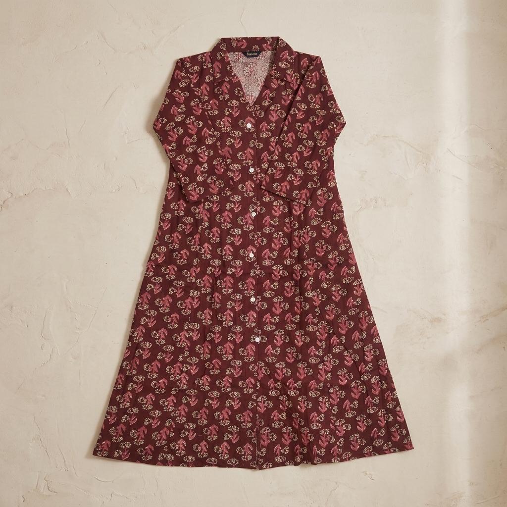Brick Red Cotton Kurti