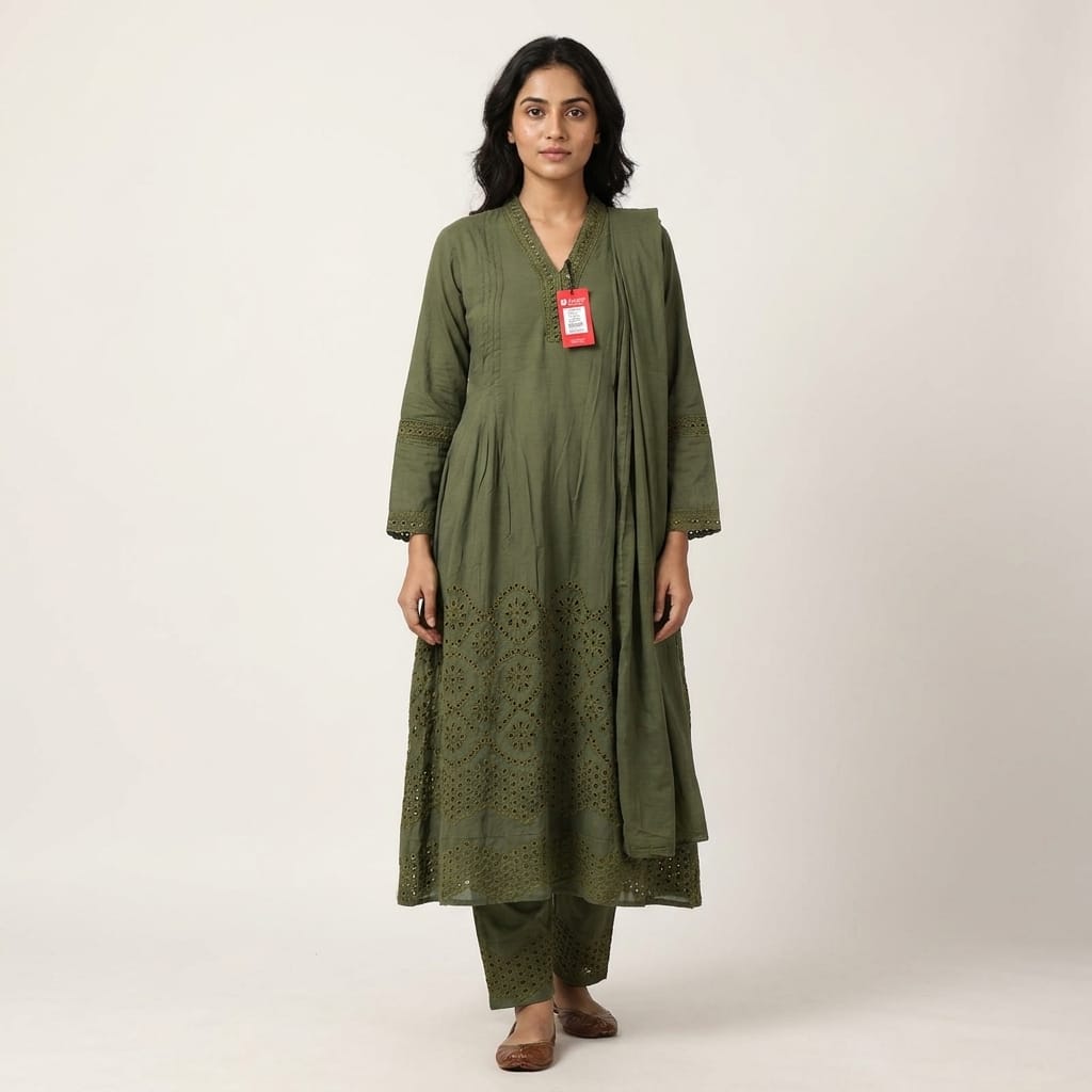 Bottle Green Cotton Salwar