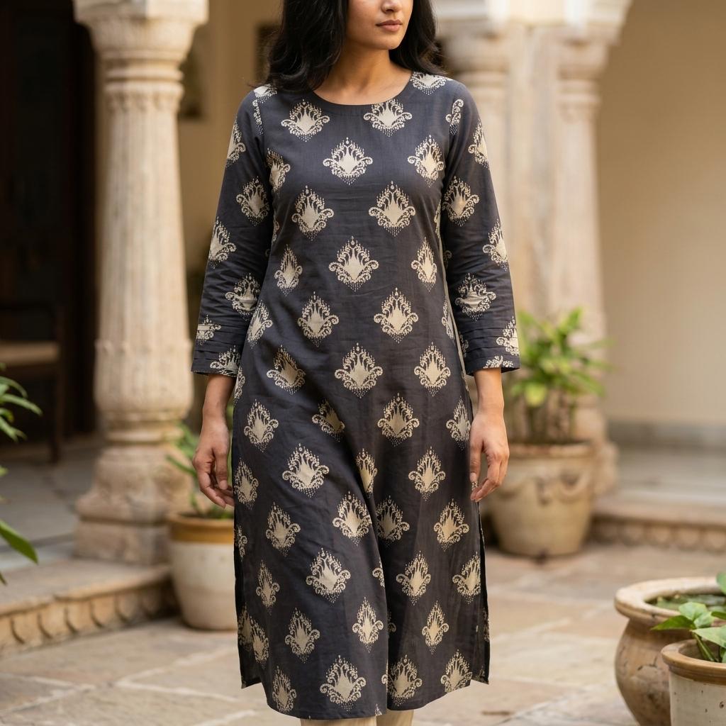 Black Cotton Kurti