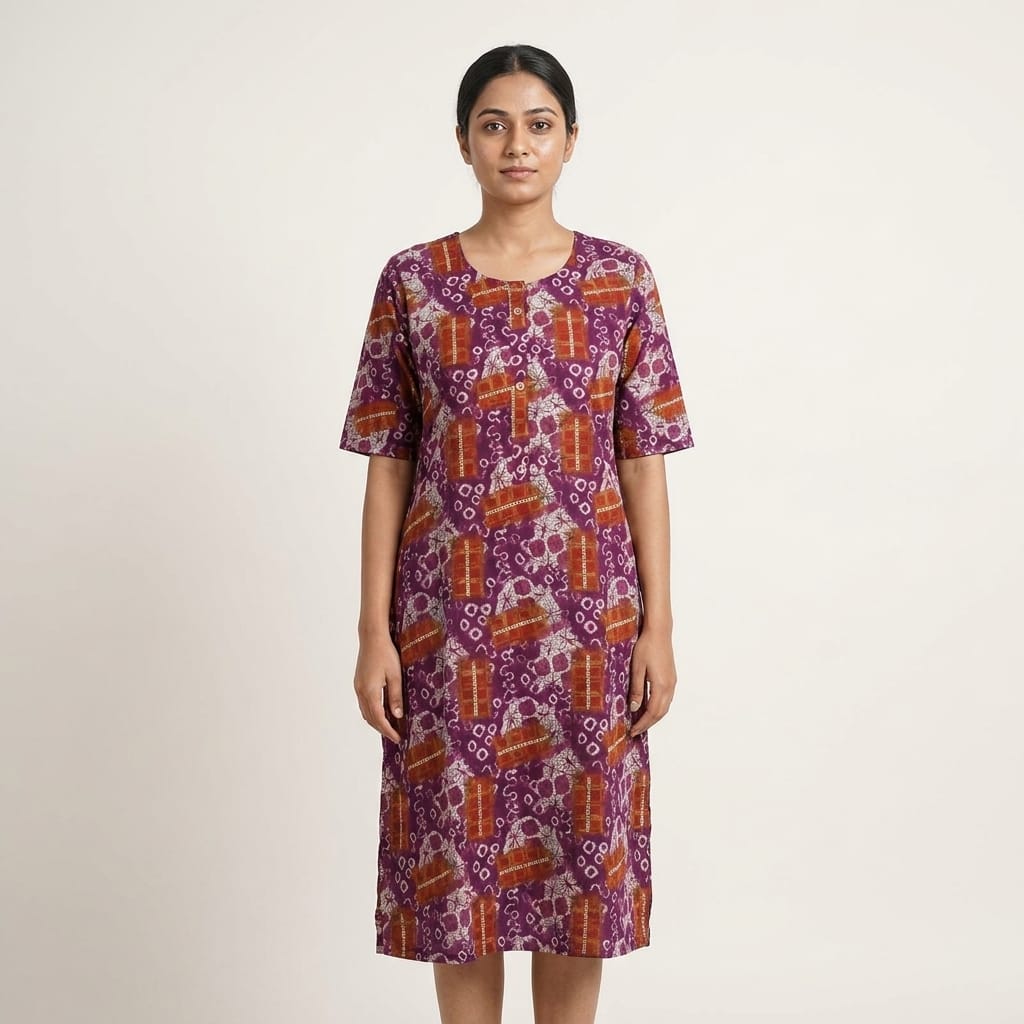 Dark Plum Cotton Silk Kurti