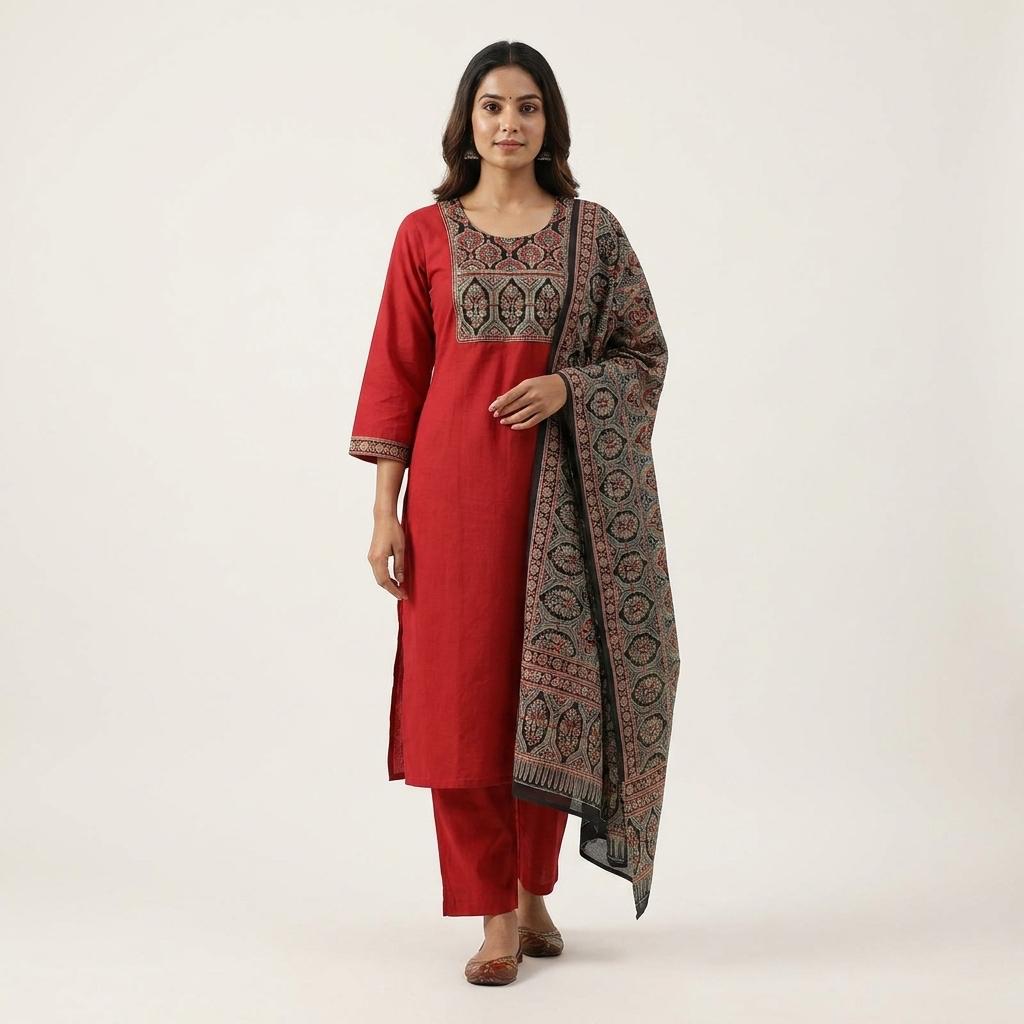 Red Cotton Salwar