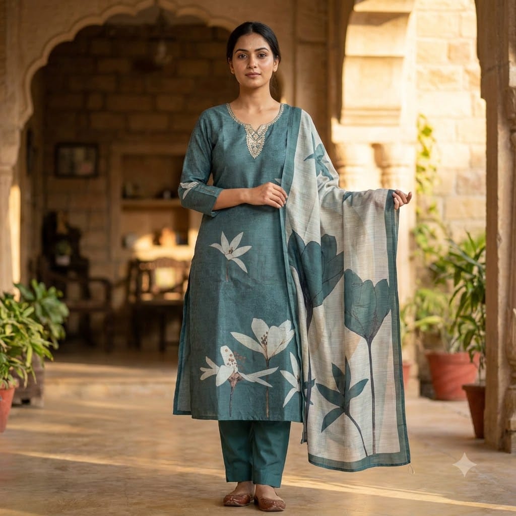 Cyan Cotton Silk Salwar | 11350
