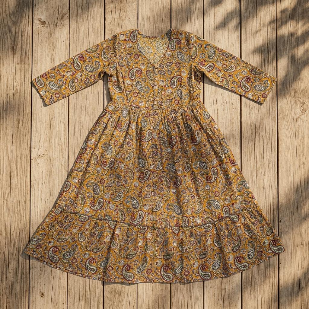 Mustard Yellow Cotton Kurti
