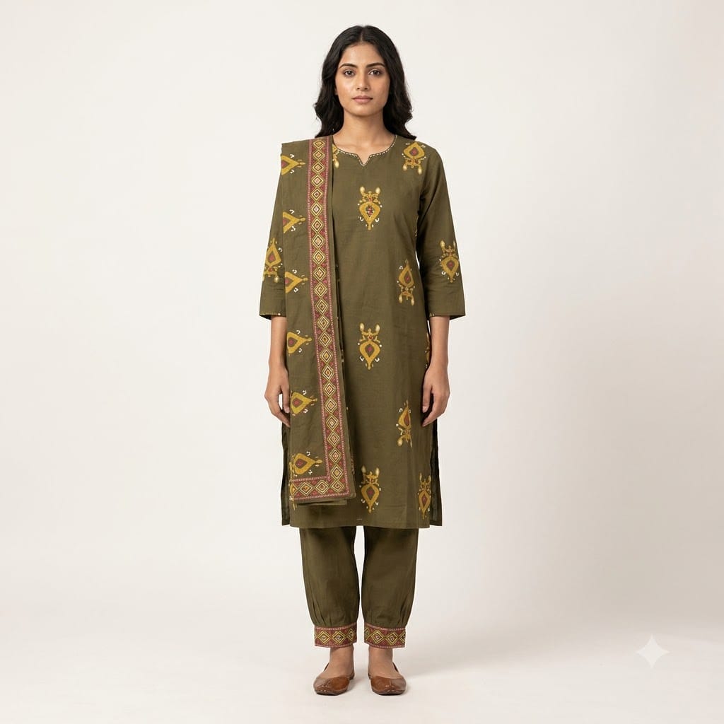 Green Cotton Salwar | 11344