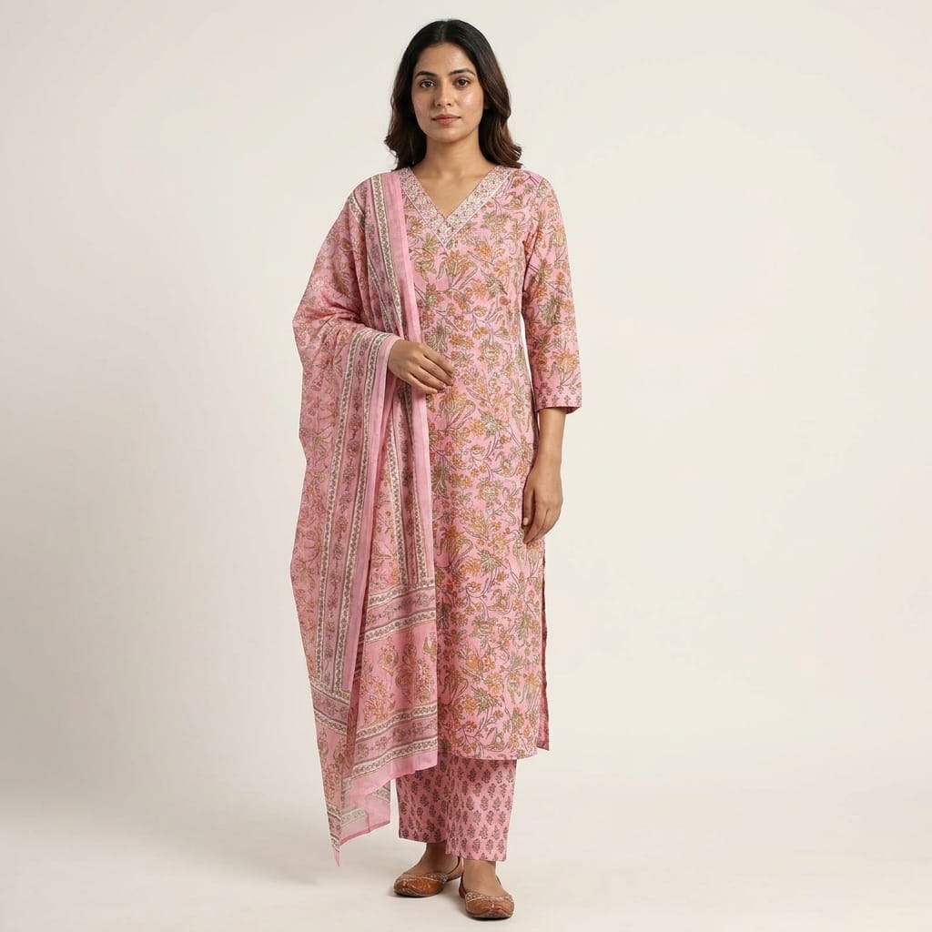 Baby Pink Cotton Salwar