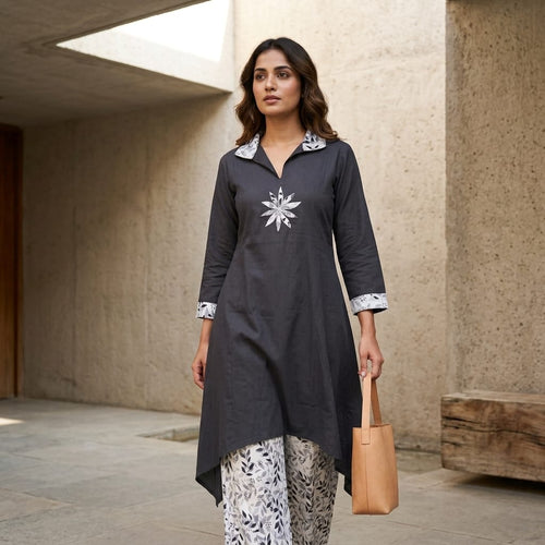 Black Cotton Co-ord Set | 10995