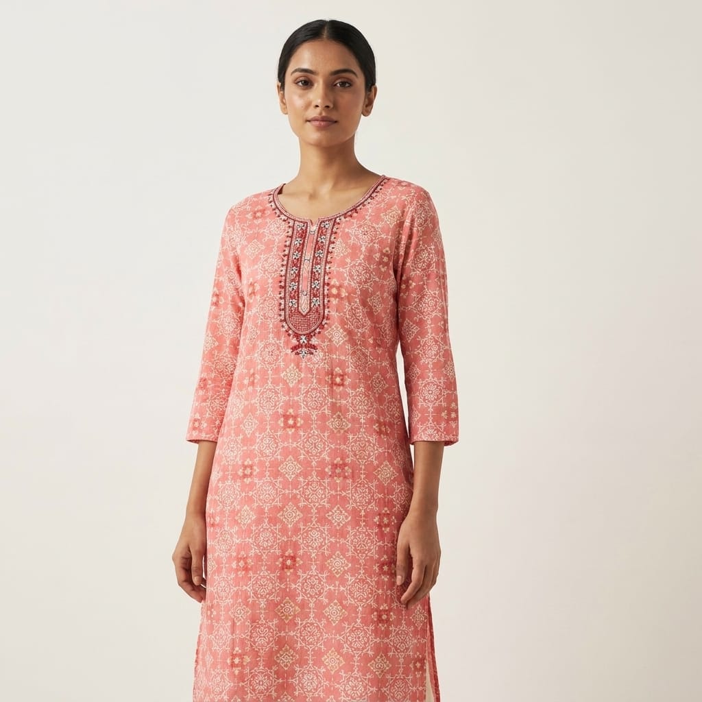 Peach Rayon Kurti