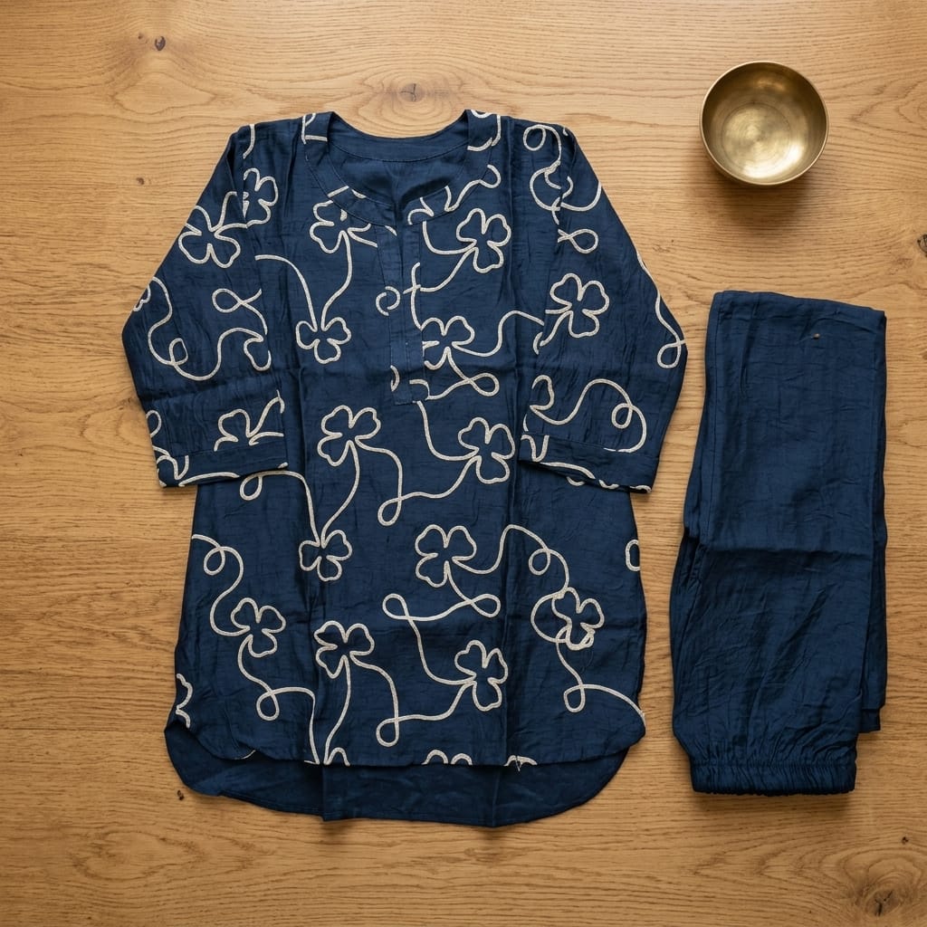 Blue Rayon Silk Co-ord Set | 11319