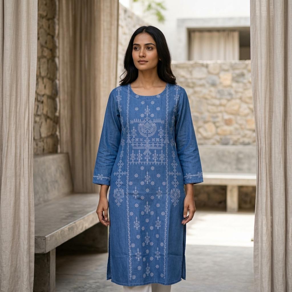 Blue Denim Kurti
