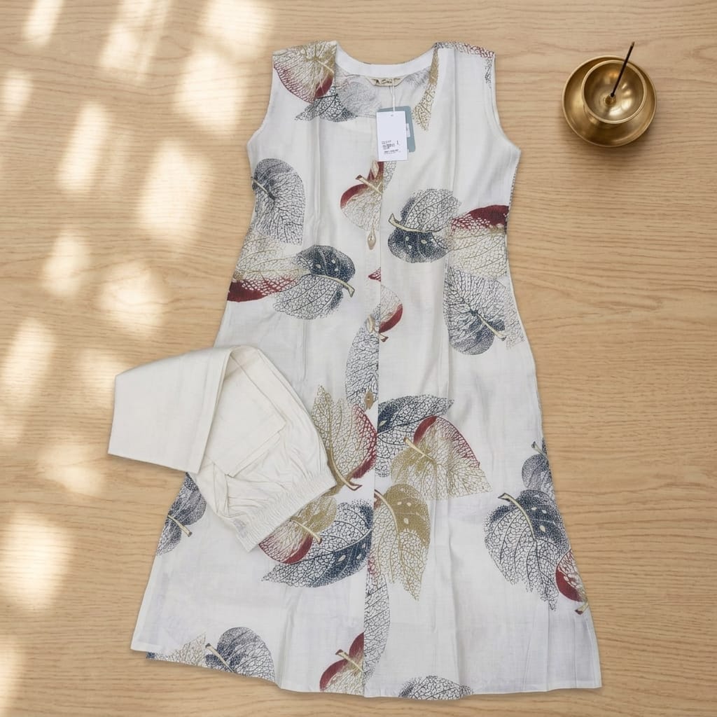 White Cotton Silk Co-ord Set