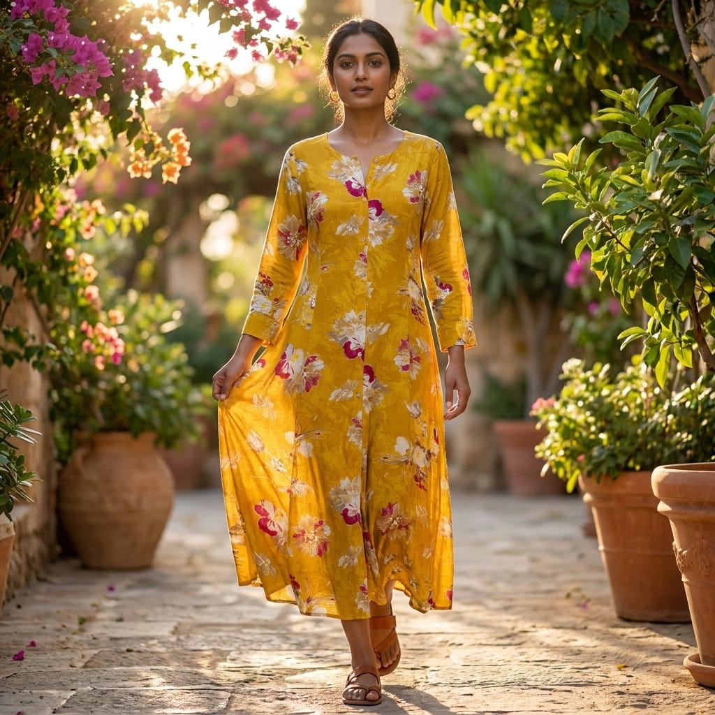 Yellow Rayon Anarkali