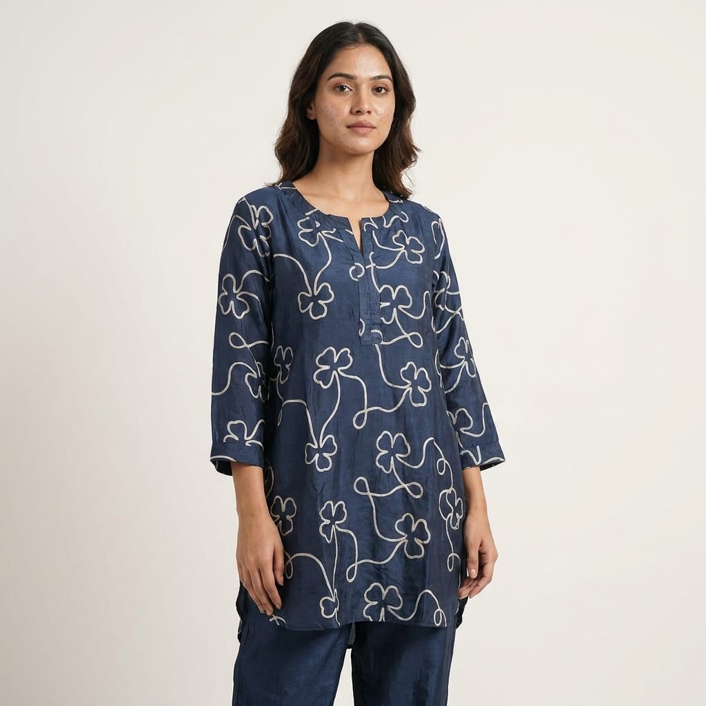 Blue Rayon Silk Co-ord Set | 11319