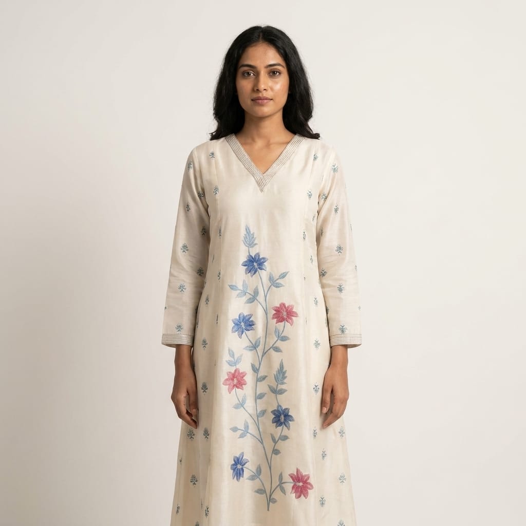 White Satin Kurti