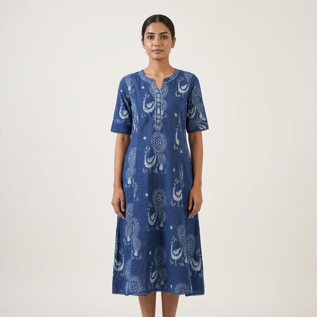 Blue Cotton Kurti