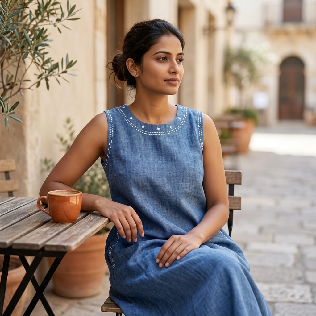 Blue Cotton Kurti