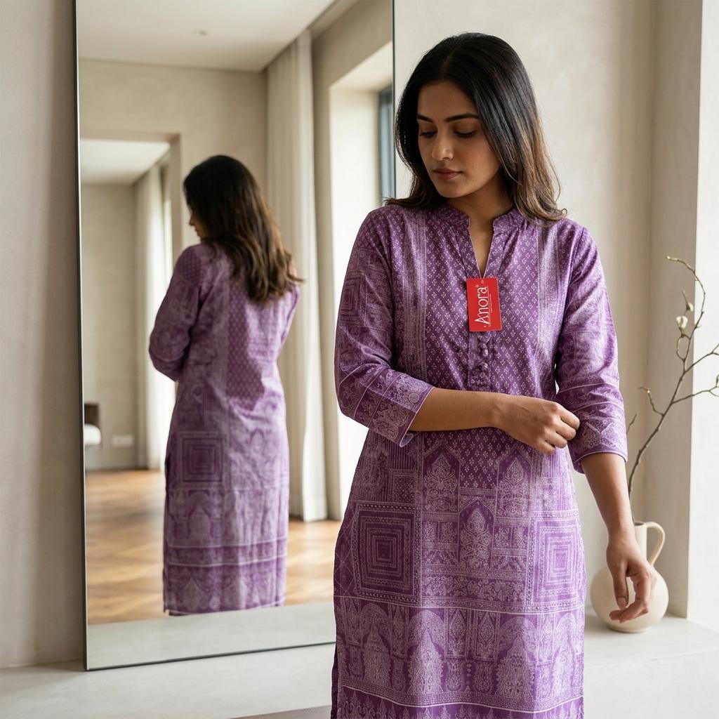 Purple Cotton Kurti