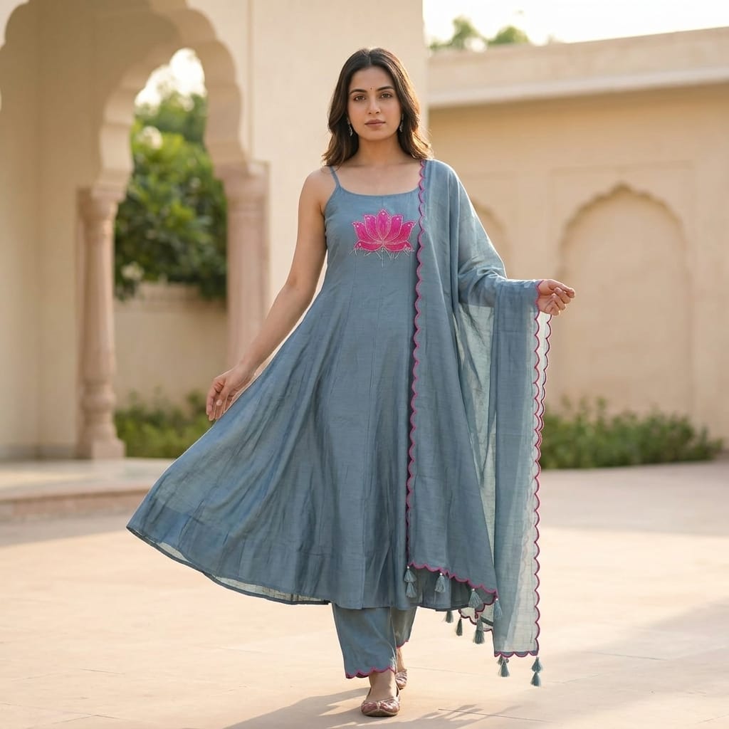 Blue Cotton Silk Salwar | 11284