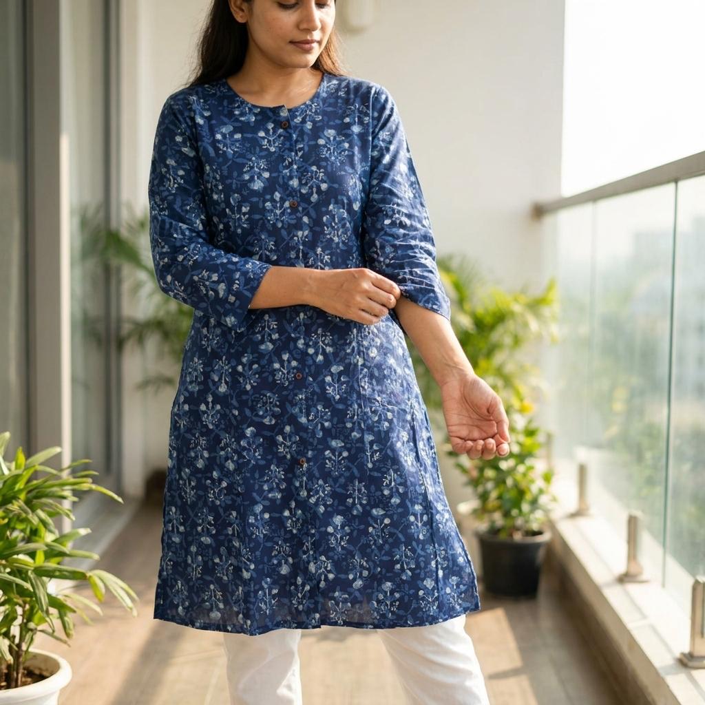 Blue Cotton Kurti