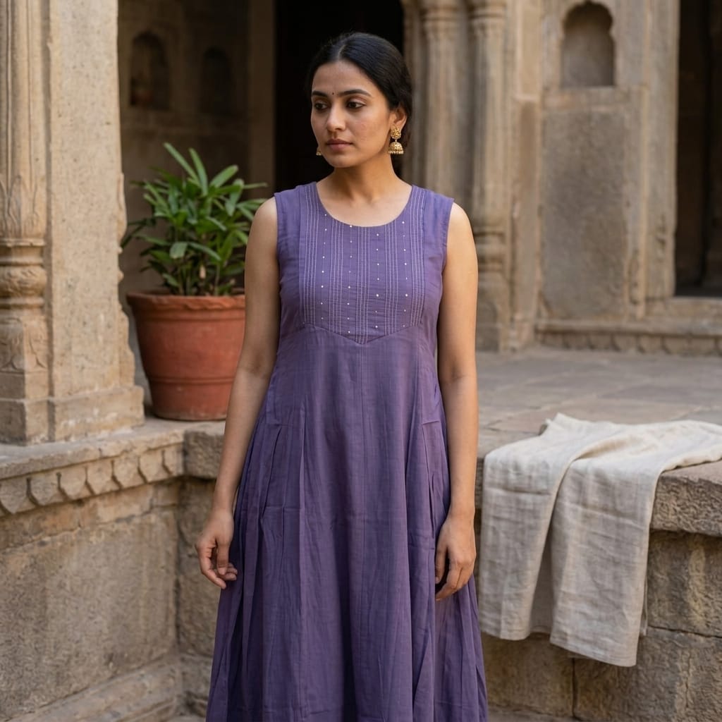 Dusty Purple Cotton Silk Co-ord Set | 11312