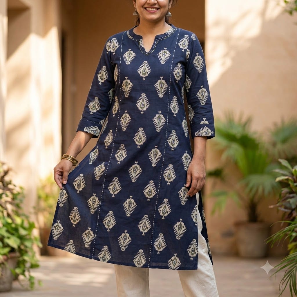 Blue Cotton Kurti | 11452