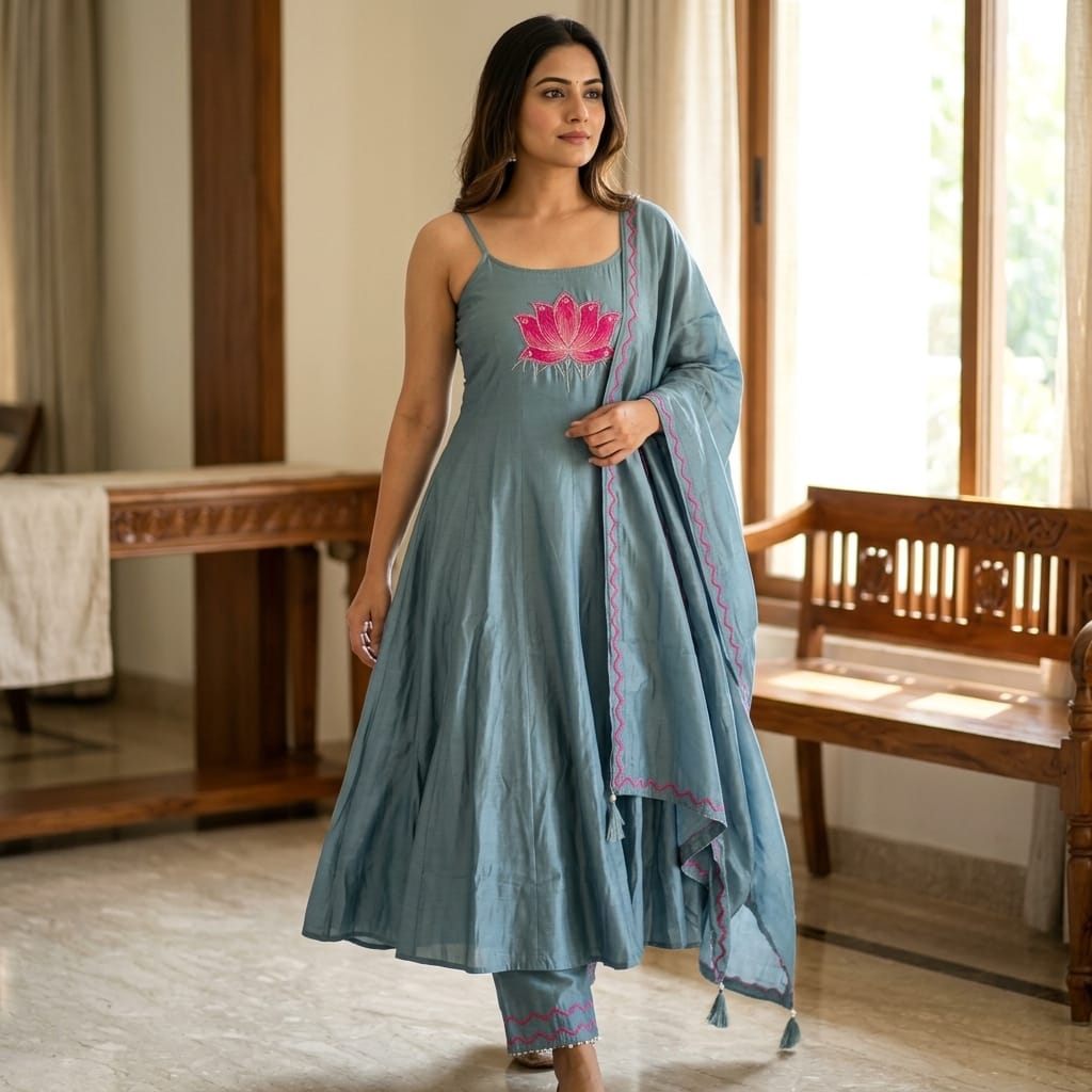 Blue Cotton Silk Salwar | 11284