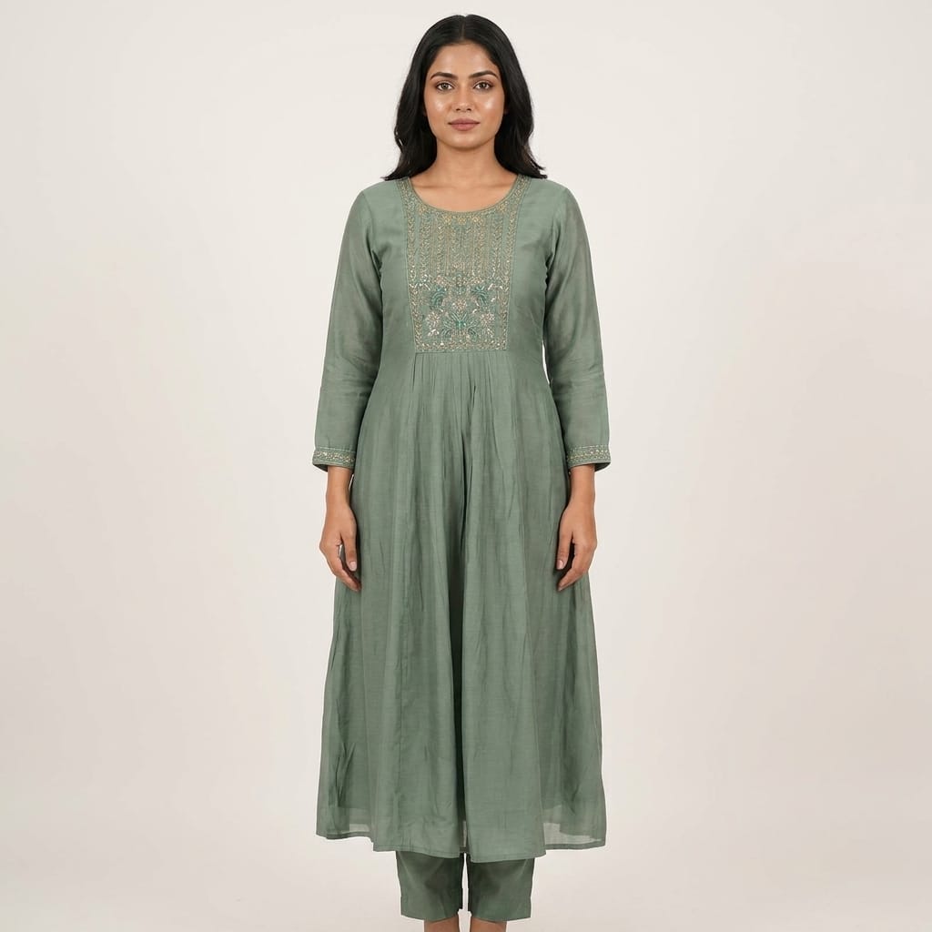 Sage Green Chanderi Silk Salwar| 11300