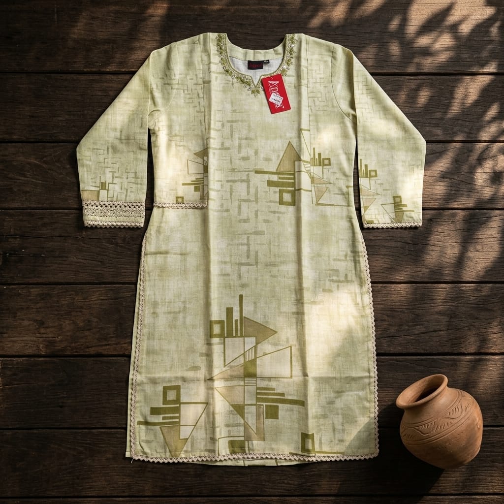 Sage Green Cotton Kurti