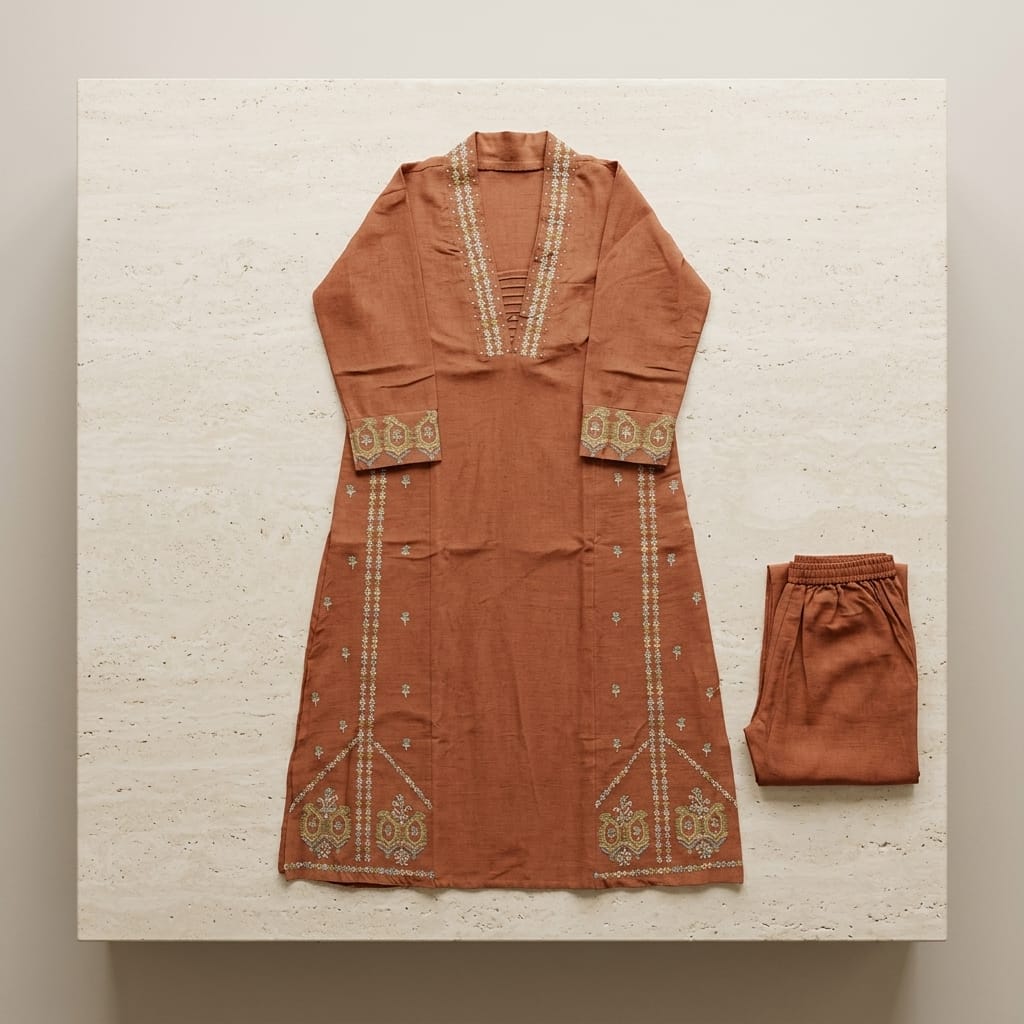 Rust Orange Cotton Co-ord Set
