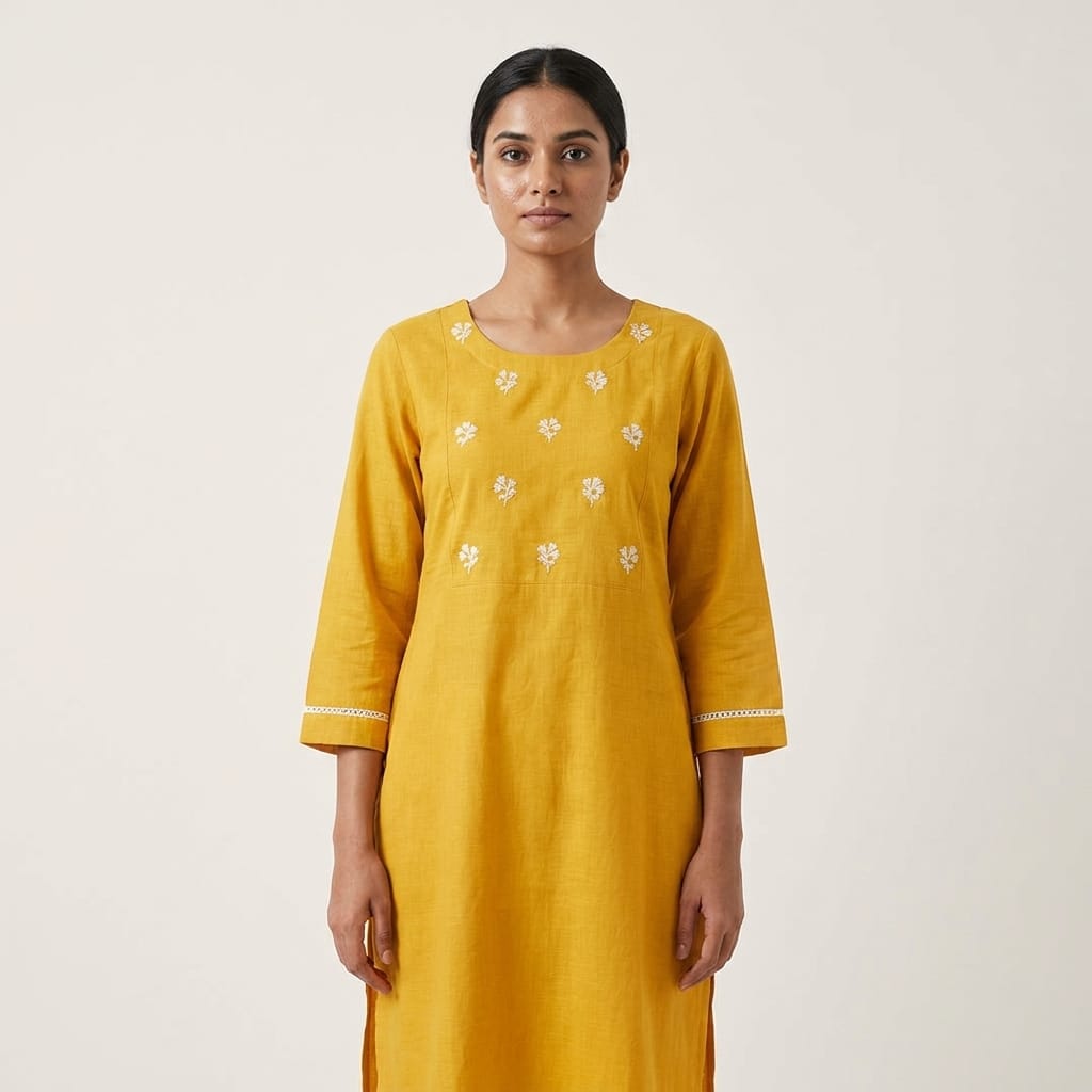 Yellow Cotton Kurti