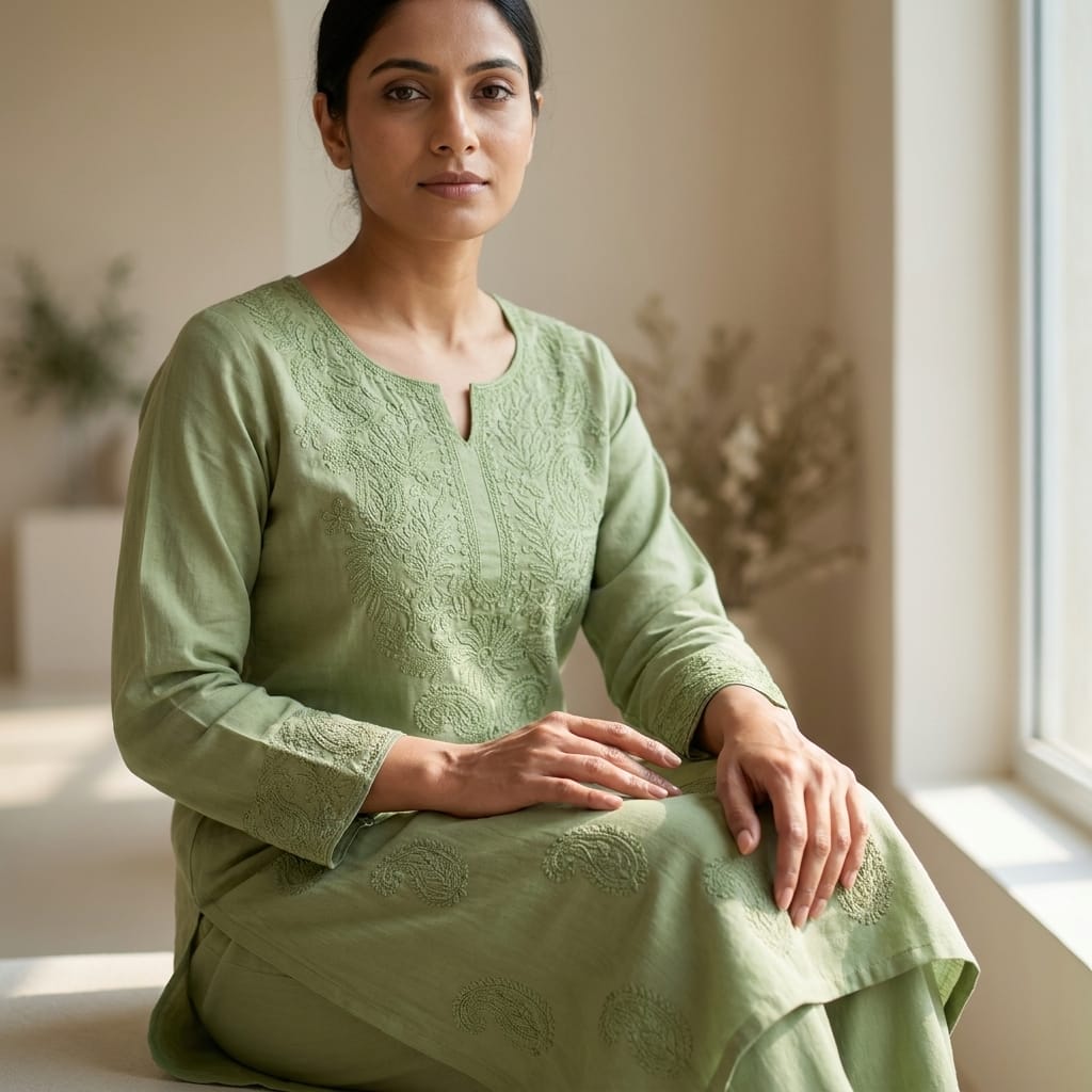 Green Rayon Co-ord Set