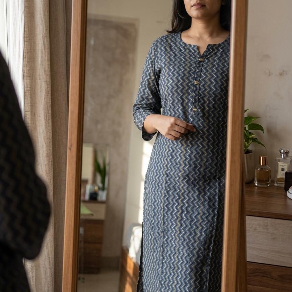 Cement Grey Cotton Silk Kurti