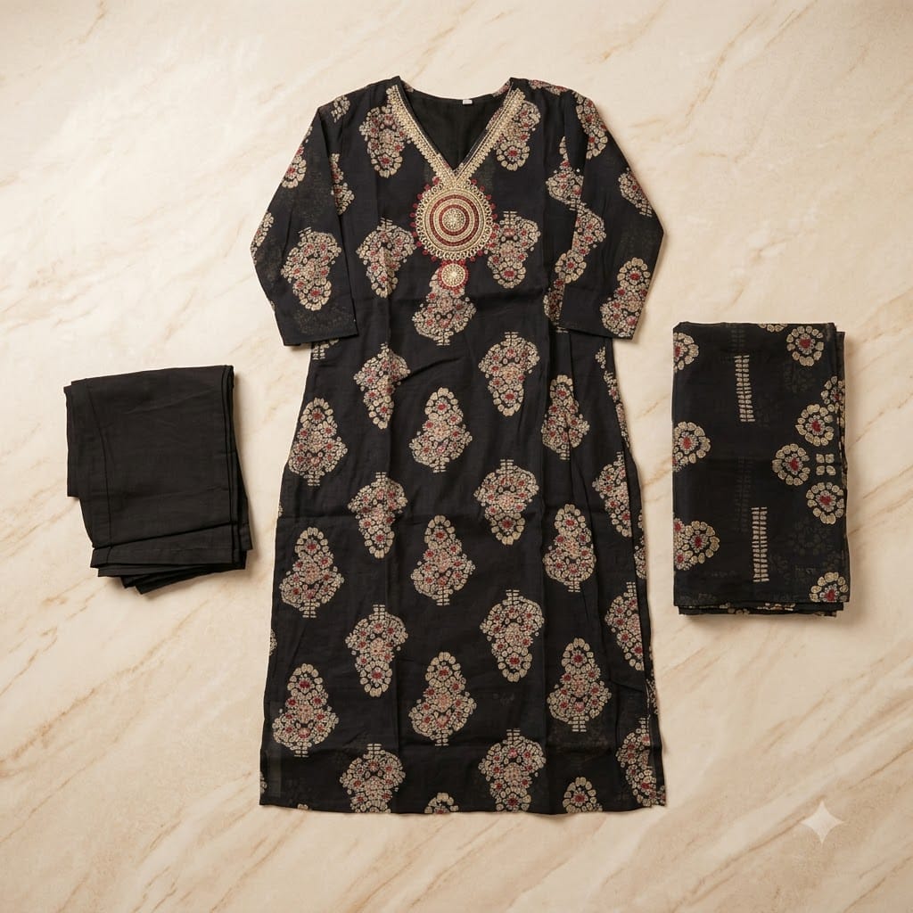 Black Cotton Silk Salwar | 11432