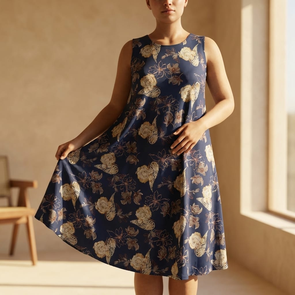 Blue Cotton Silk Kurti