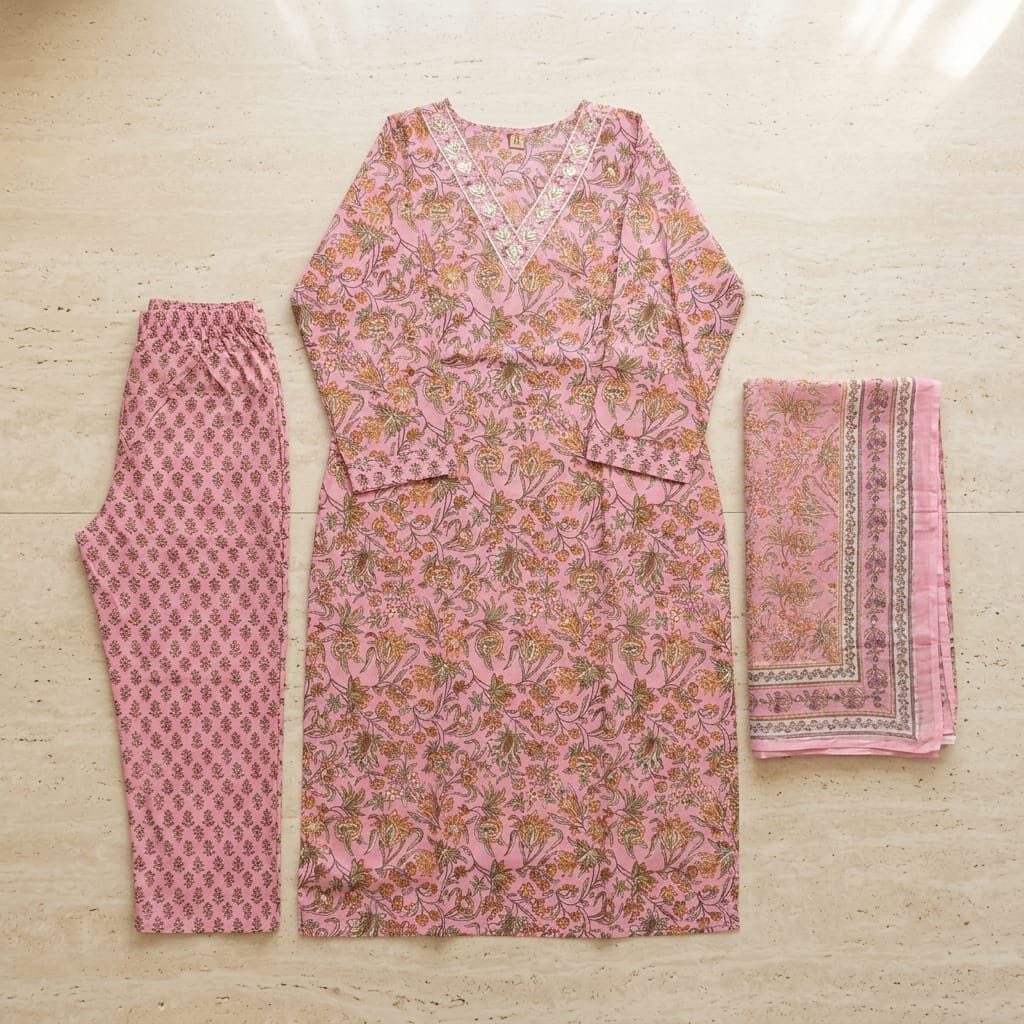 Baby Pink Cotton Salwar