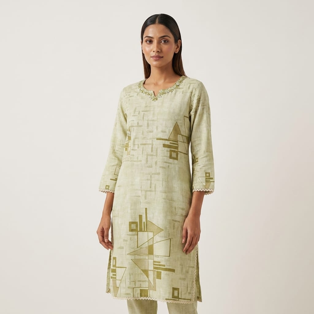 Sage Green Cotton Kurti